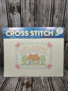 Bucilla Stamped Cross Stitch Sampler WELCOME 63540 VTG New Sealed